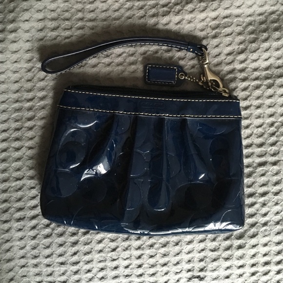 Navy Coach Wristlet