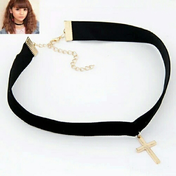 2pcs Goth Black Velvet Ribbon Imitation Pearl - Picture 2 of 2