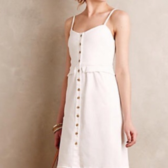 ✨LAST sz LARGE✨ Anthropologie white peplum dress - Picture 2 of 5