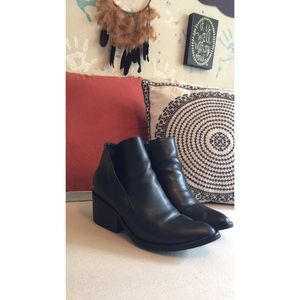 Slip On Black Pointed Toe Booties