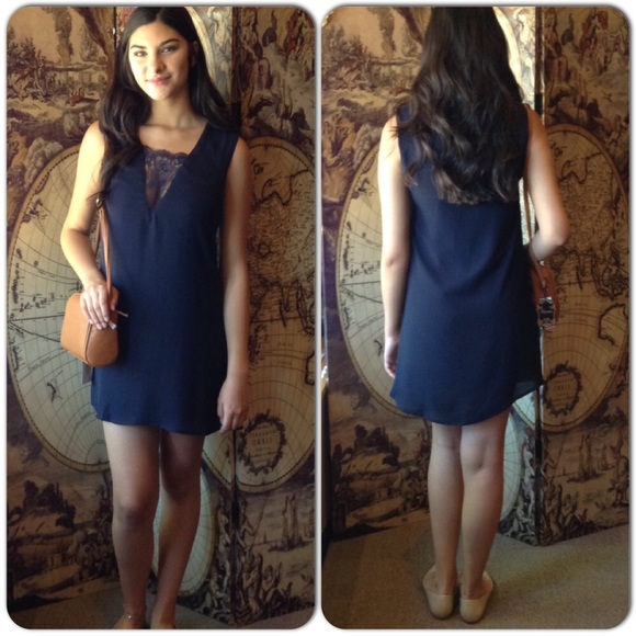 Navy Blue Sleeveless Lace Dress-SALE - Picture 2 of 4