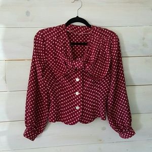 Vintage red polka dot blouse