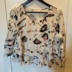 French inspired 3/4 sleeve silk shirt