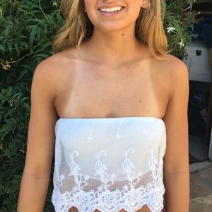 Urban Outfitters veiled lace bandeau crop