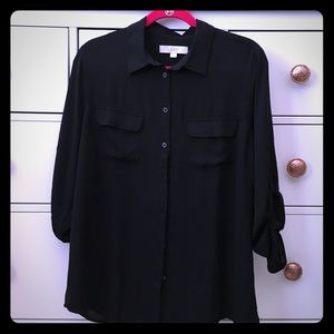 Ann Taylor Loft Sheer Button Down Blouse