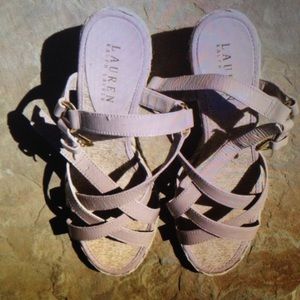Ralph Lauren beige wedge sandals