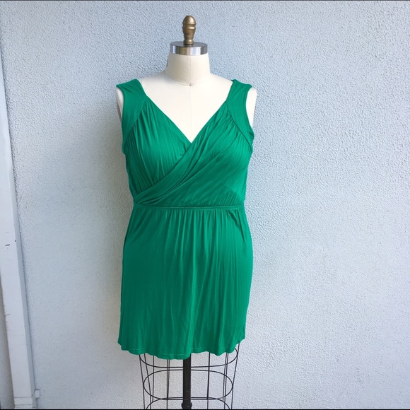 Emerald Green Knit Drape Surplice Dress Size L