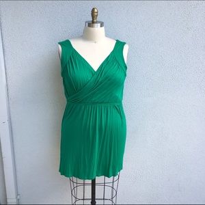 Emerald Green Knit Drape Surplice Dress Size L