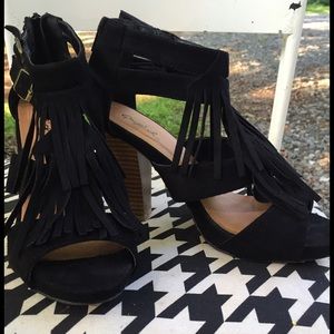 Qupid heels with fringe