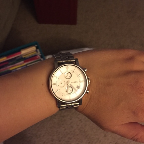 Silver Fossil Watch