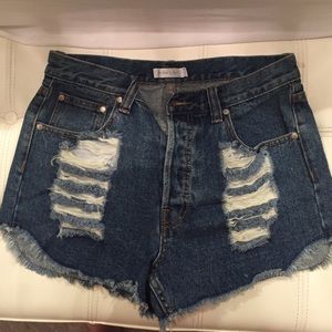 MinkPink denim cutoff shorts