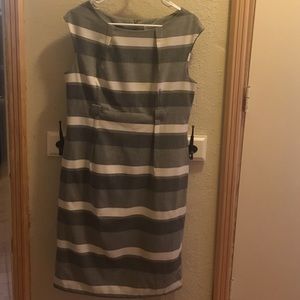 Calvin Klein Grey & White Striped Dress