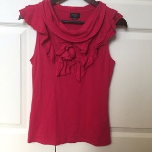 Anthropologie Red Ruffle Top