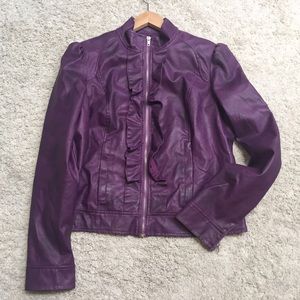 Purple Ruffled Leatherette Jacket