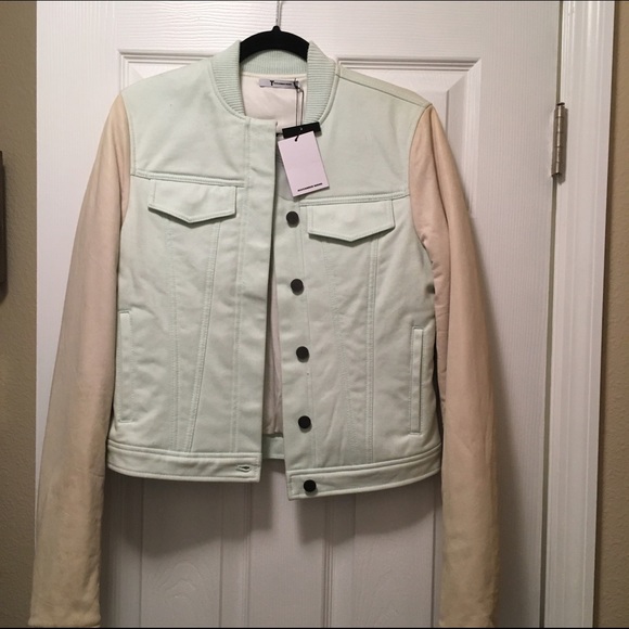 Alexander Wang - denim&leather bomber jacket