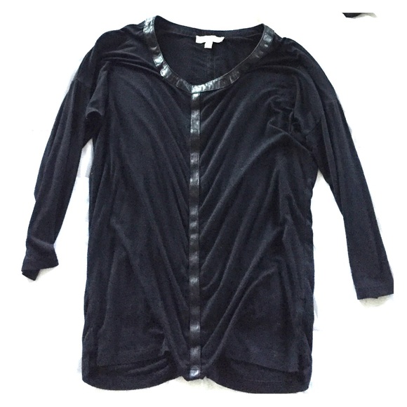 Black top with black leather - Picture 1 of 1