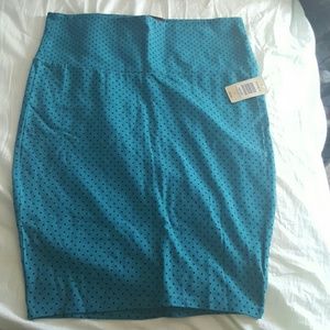 NWT teal and black polka dot pencil skirt