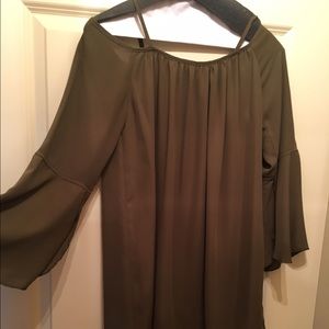 Tobi off the shoulder olive dress
