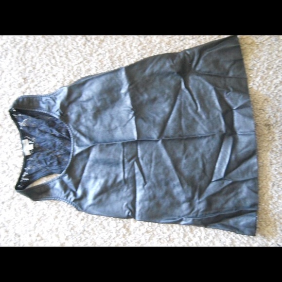 Black faux leather blouse - Picture 1 of 1
