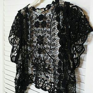 Crochet Style Shawl Blouse