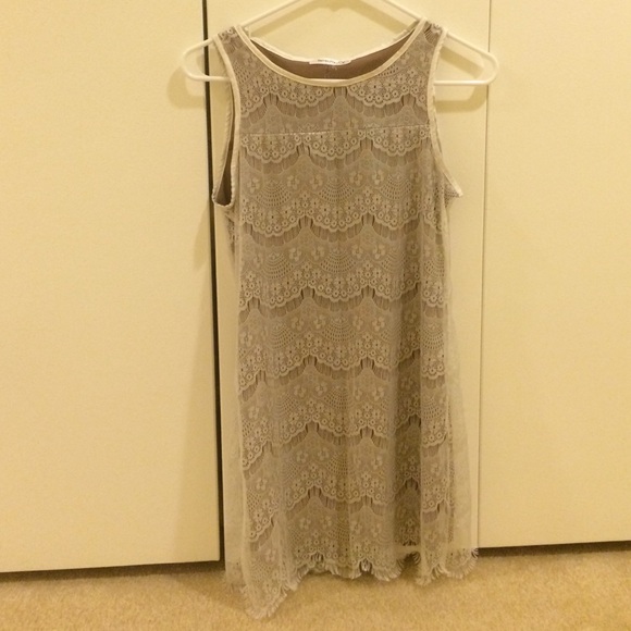 Vintage brown & white lace flapper dress XS