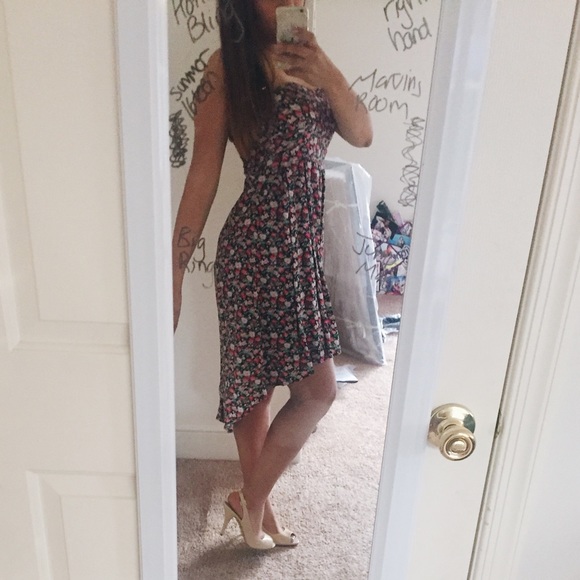 Floral Strapless High-Low Dress