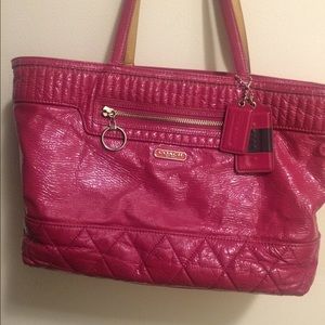 Raspberry leather coach purse