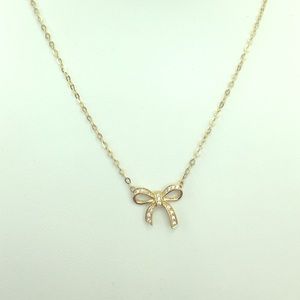 14k Gold Fancy Cz Bow Necklace