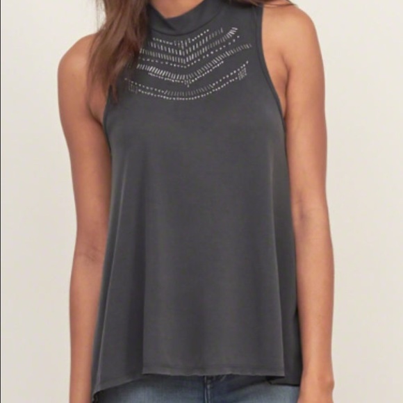 Abercrombie Embroidered Mock Neck tank