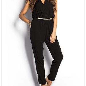 Black Jumpsuit with gold belt