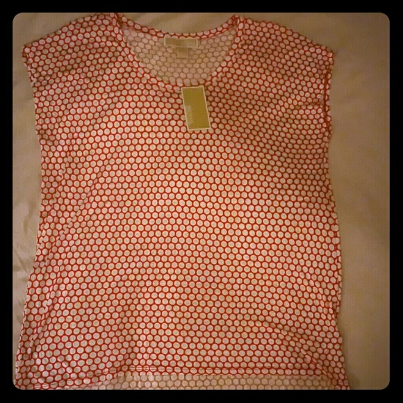 Women's Pink w/ White Poka Dots Michael Kors Top