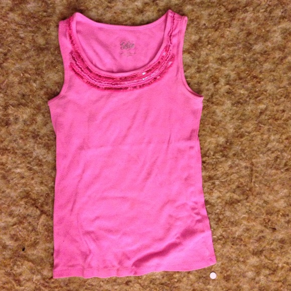 pink sequined neck tank