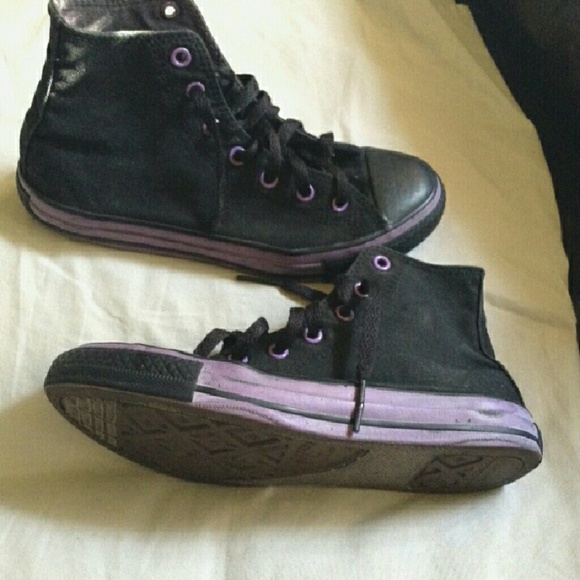 Purple and black Converse