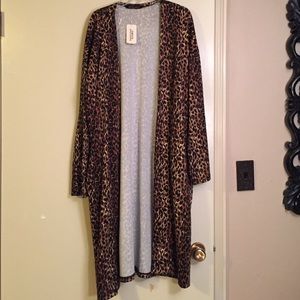 Longline leopard cardigan