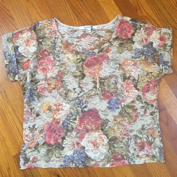 Lace/ Colorful Floral shirt