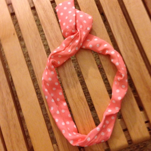 coral polka dot wire headband