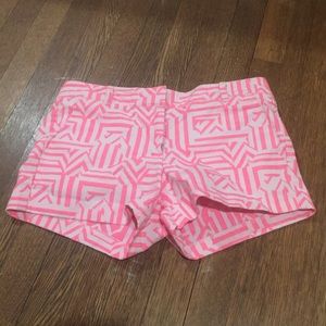 Jcrew white chino shorts with pink Aztec design