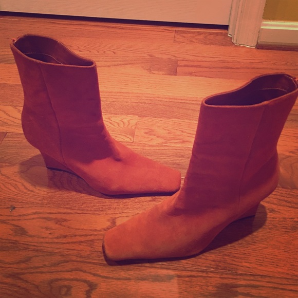 Burnt Orange Ann Marino Wedge Boots