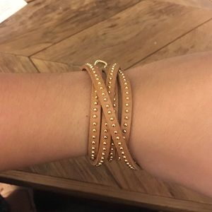 Faux leather and gold wrap bracelet