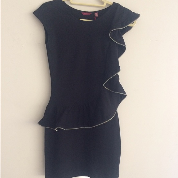 Ted Baker Mini Black Zipper Embellished Dress - Picture 4 of 7