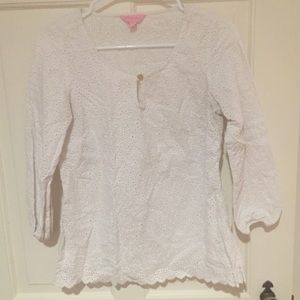 Lilly Pulitzer white longsleeve eyelet top