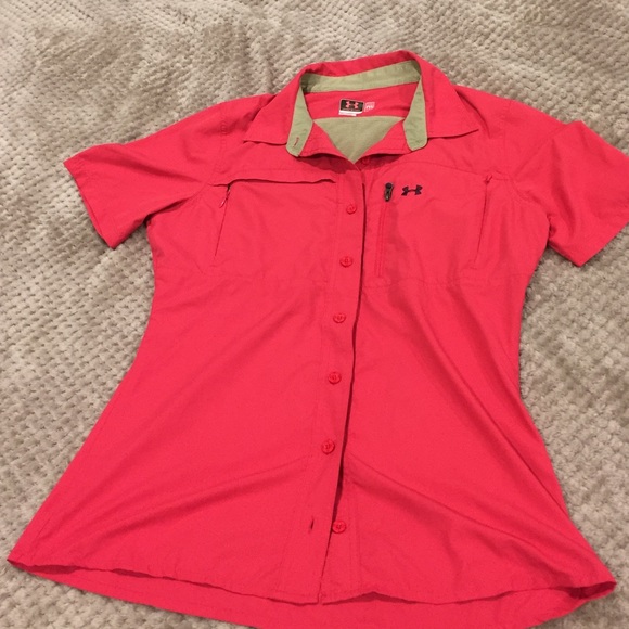 Pink Under Armour fishing shirt, Medium