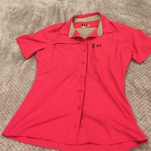 Pink Under Armour fishing shirt, Medium