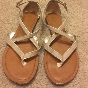 Gold and tan sandals