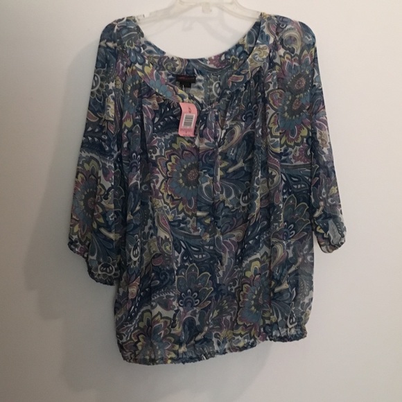 Flowy sheer peasant top