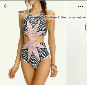 Tribal print cut out one piece