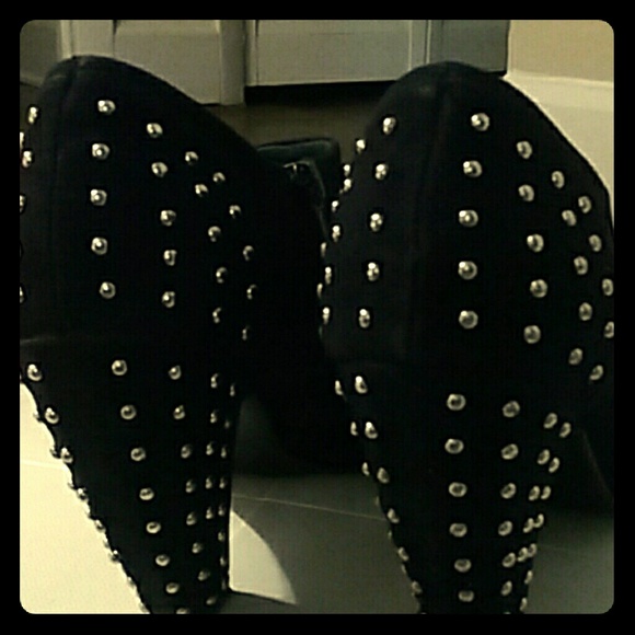 Black suede ankle boots studded☆☆London rebel