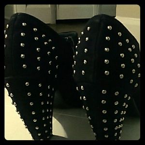 Black suede ankle boots studded☆☆London rebel