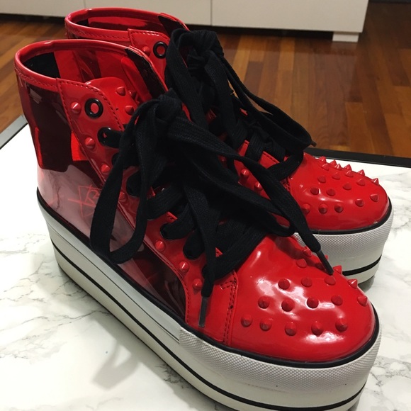 🚫SOLD🚫 YRU Clear Red Elevation Platform Sneakers