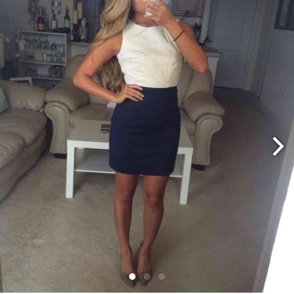 H&M white and navy dress
